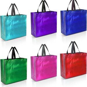 Mix Color Gift Bags Large Size – Set of 12 Reusable Gift Bags From Six Vibrant